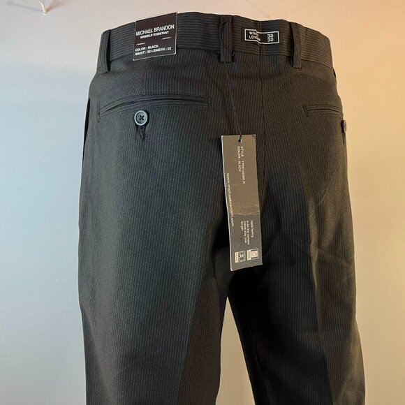 Michael Brandon Men's Black Pinstripe Dress Pants - Size 32 x 32 - NWT - Picture 4 of 5